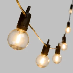 Catena solare di 5 m, 12 lampadine trasparenti Ø 40 mm, led bianco caldo