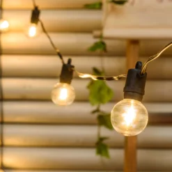 Catena solare di 5 m, 12 lampadine trasparenti Ø 40 mm, led bianco caldo