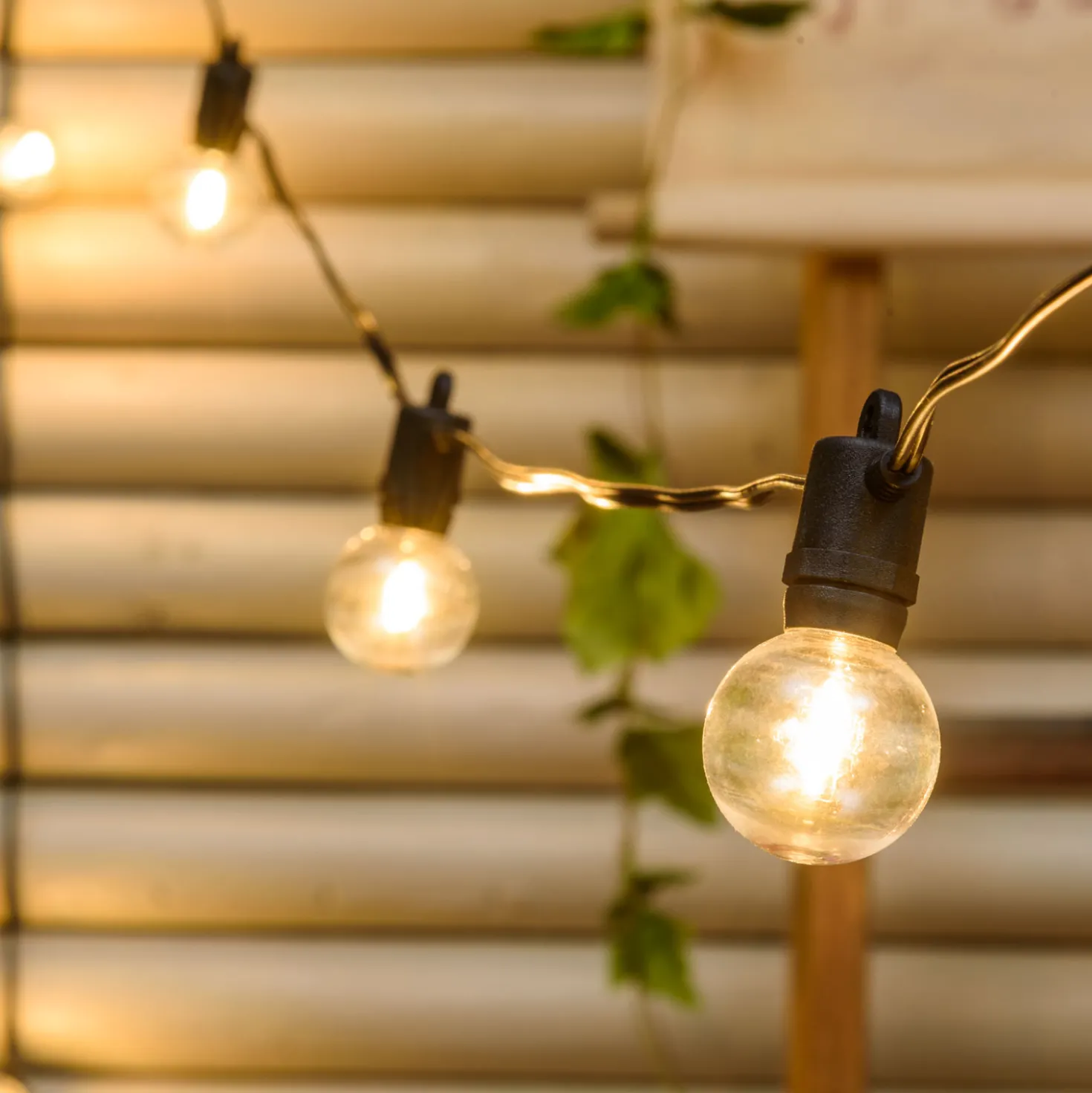 Catena solare di 5 m, 12 lampadine trasparenti Ø 40 mm, led bianco caldo