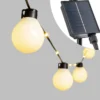 Catena solare 8 m con cavo illuminato, 20 lampadine bianche, 58 led bianco caldo, cavo nero