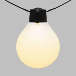 Catena solare 8 m con cavo illuminato, 20 lampadine bianche, 58 led bianco caldo, cavo nero
