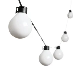 Catena solare 8 m con cavo illuminato, 20 lampadine bianche, 58 led bianco caldo, cavo nero