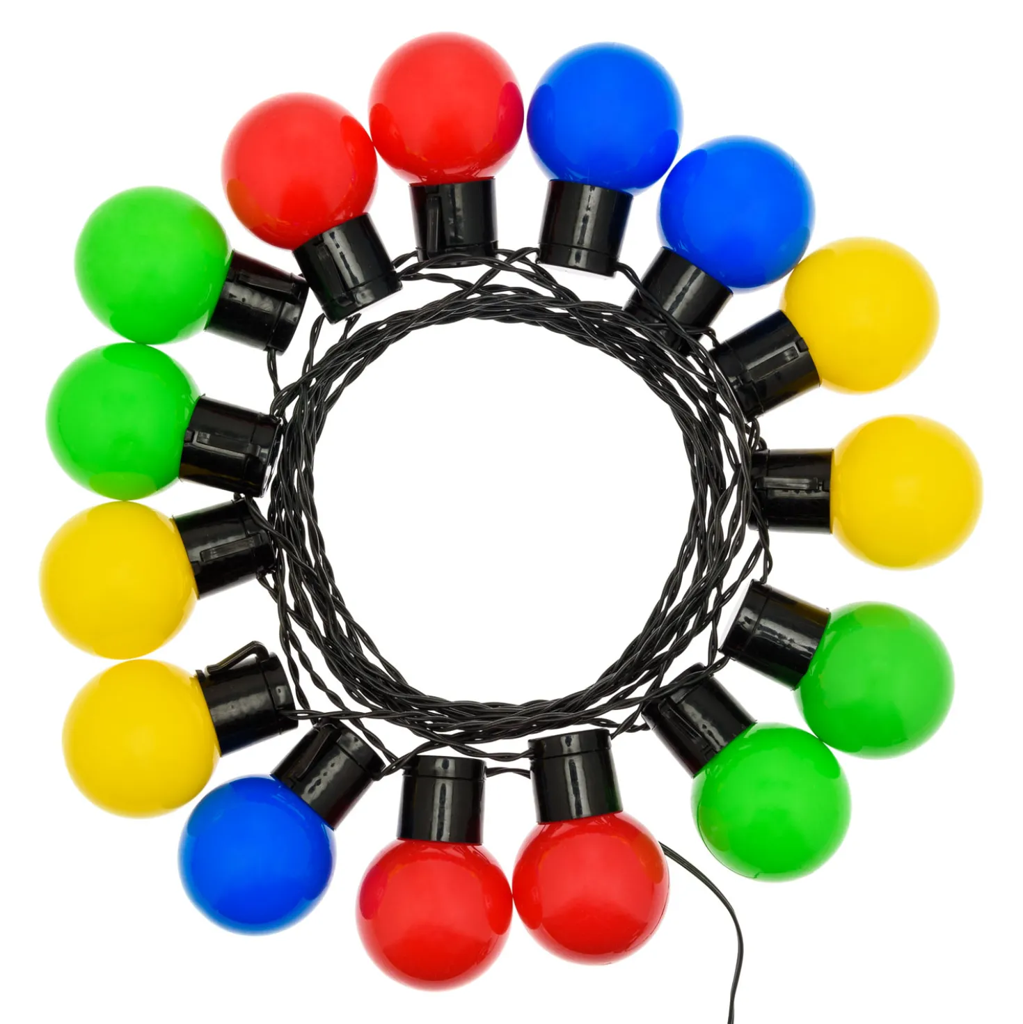 Catena solare 6 m, 15 lampadine multicolor Ø 50 mm, led bianco caldo