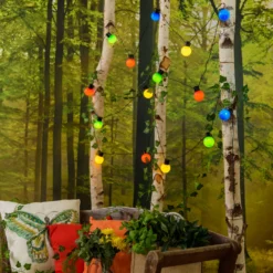 Catena solare 6 m, 15 lampadine multicolor Ø 50 mm, led bianco caldo