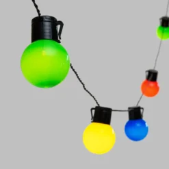 Catena solare 6 m, 15 lampadine multicolor Ø 50 mm, led bianco caldo