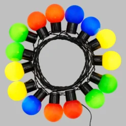 Catena solare 6 m, 15 lampadine multicolor Ø 50 mm, led bianco caldo