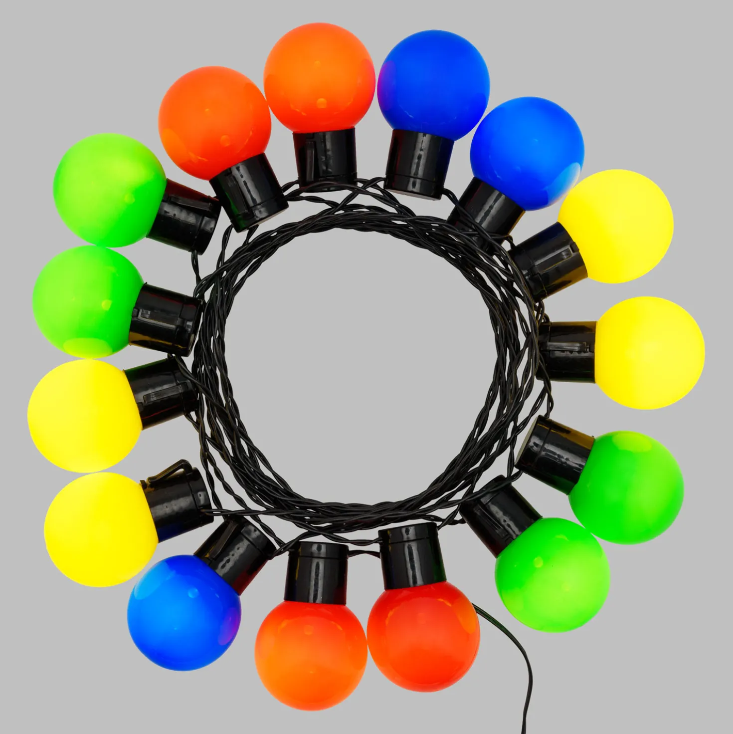 Catena solare 6 m, 15 lampadine multicolor Ø 50 mm, led bianco caldo