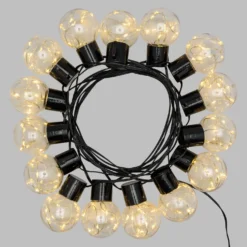 Catena solare 6 m, 15 lampadine trasparenti Ø 50 mm, microled bianco caldo