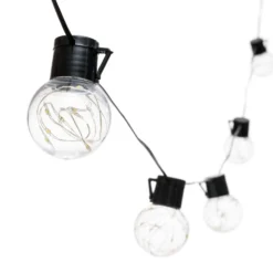 Catena solare 6 m, 15 lampadine trasparenti Ø 50 mm, microled bianco caldo