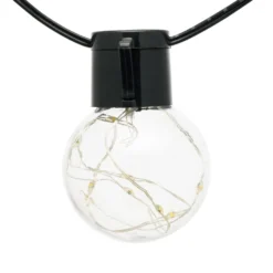Catena solare 6 m, 15 lampadine trasparenti Ø 50 mm, microled bianco caldo