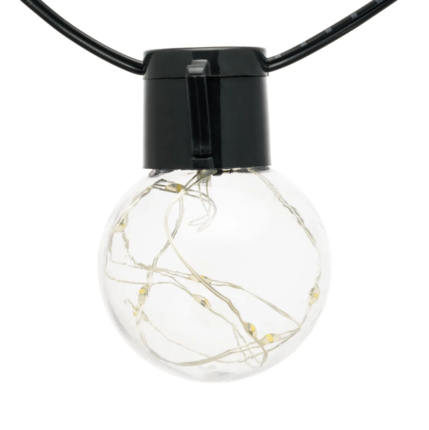 Catena solare 6 m, 15 lampadine trasparenti Ø 50 mm, microled bianco caldo