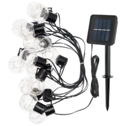 Catena solare 6 m, 15 lampadine trasparenti Ø 50 mm, microled bianco caldo