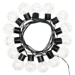 Catena solare 6 m, 15 lampadine trasparenti Ø 50 mm, microled bianco caldo