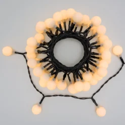 Catena solare 5 m, 50 sfere bianche Ø 20 mm, led bianco caldo