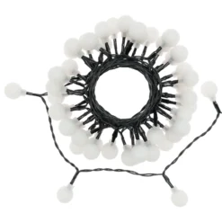 Catena solare 5 m, 50 sfere bianche Ø 20 mm, led bianco caldo