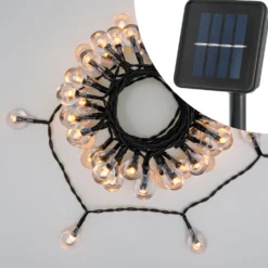 Catena solare 5 m, 50 sfere trasparenti Ø 20 mm, led bianco caldo