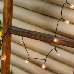 Catena solare 5 m, 50 sfere trasparenti Ø 20 mm, led bianco caldo