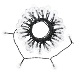 Catena solare 5 m, 50 sfere trasparenti Ø 20 mm, led bianco caldo