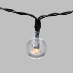 Catena solare 5 m, 50 sfere trasparenti Ø 20 mm, led bianco caldo