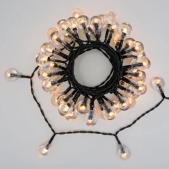 Catena solare 5 m, 50 sfere trasparenti Ø 20 mm, led bianco caldo