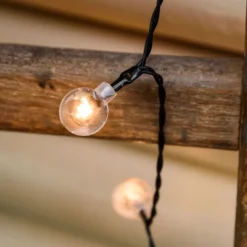 Catena solare 5 m, 50 sfere trasparenti Ø 20 mm, led bianco caldo