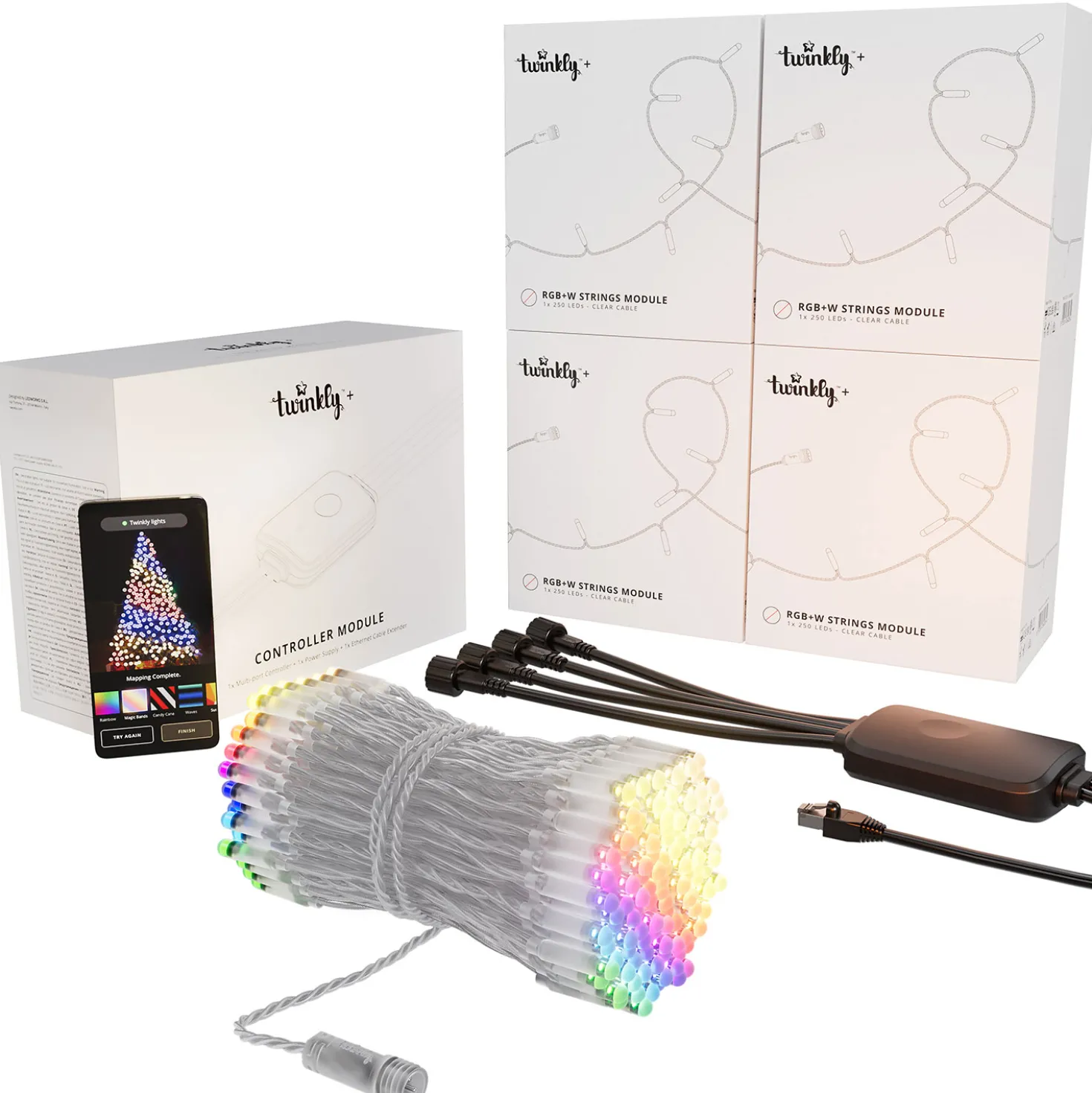 4 Catene Twinkly Plus RGB e Bianco caldo, 25 metri e WiFi Ethernet Controller