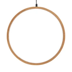 Cerchio in legno naturale, 37 cm, led bianco caldo, uso interno