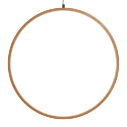 Cerchio in legno naturale, 57 cm, led bianco caldo, uso interno