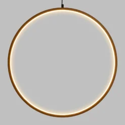 Cerchio in legno naturale, 57 cm, led bianco caldo, uso interno