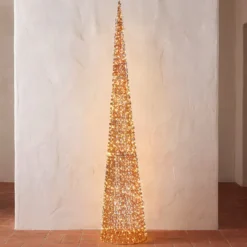 Cono 3D Rose Gold, filo a spirale, h 210 cm, 2400 microled bianco caldo