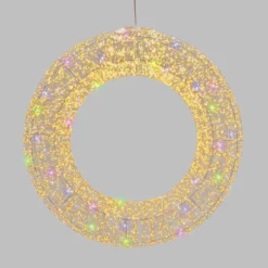 Corona Bianca 3D Ø 75 cm, microled bianco caldo e RGB, uso interno
