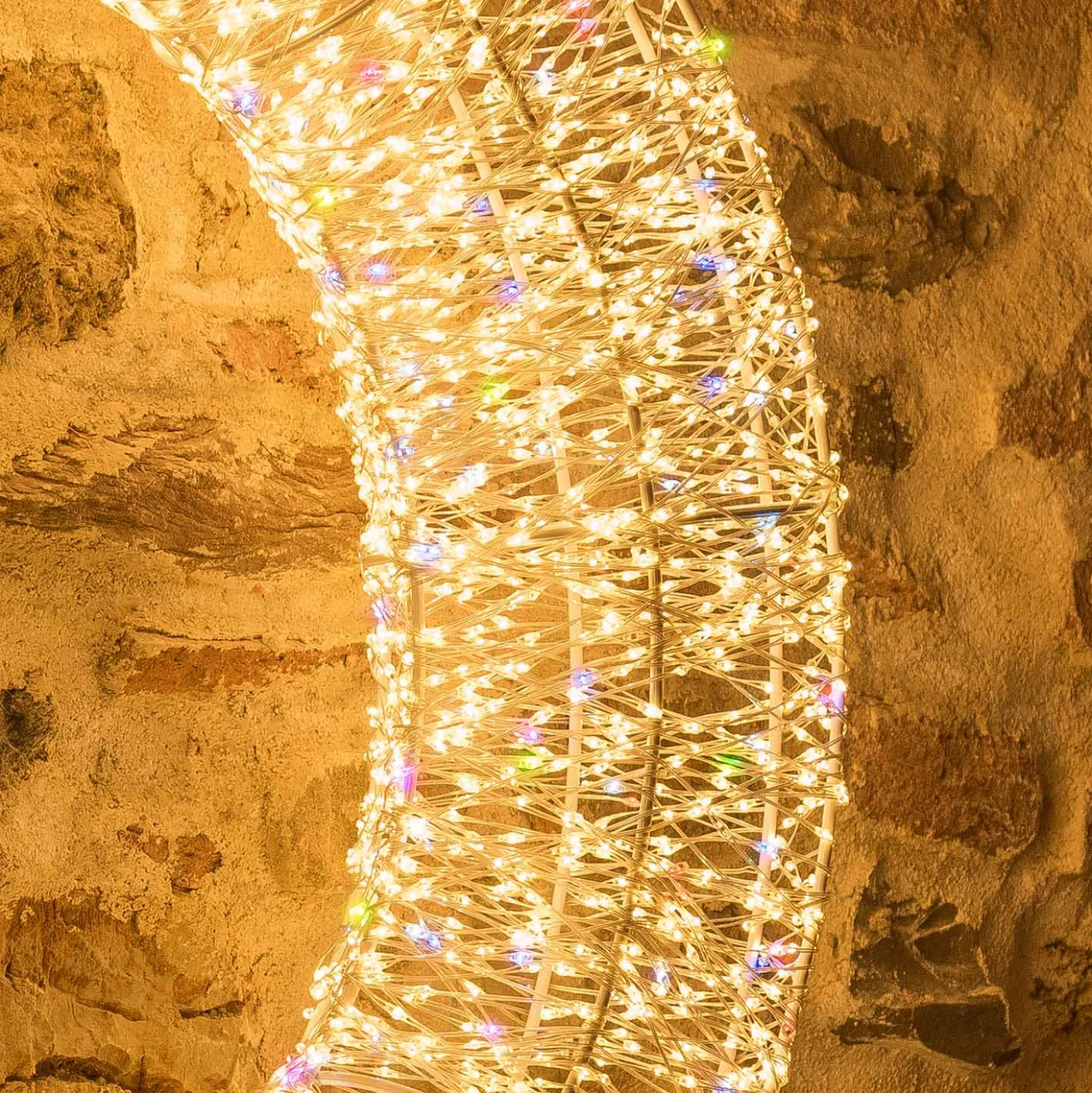 Corona Bianca 3D Ø 75 cm, microled bianco caldo e RGB, uso interno