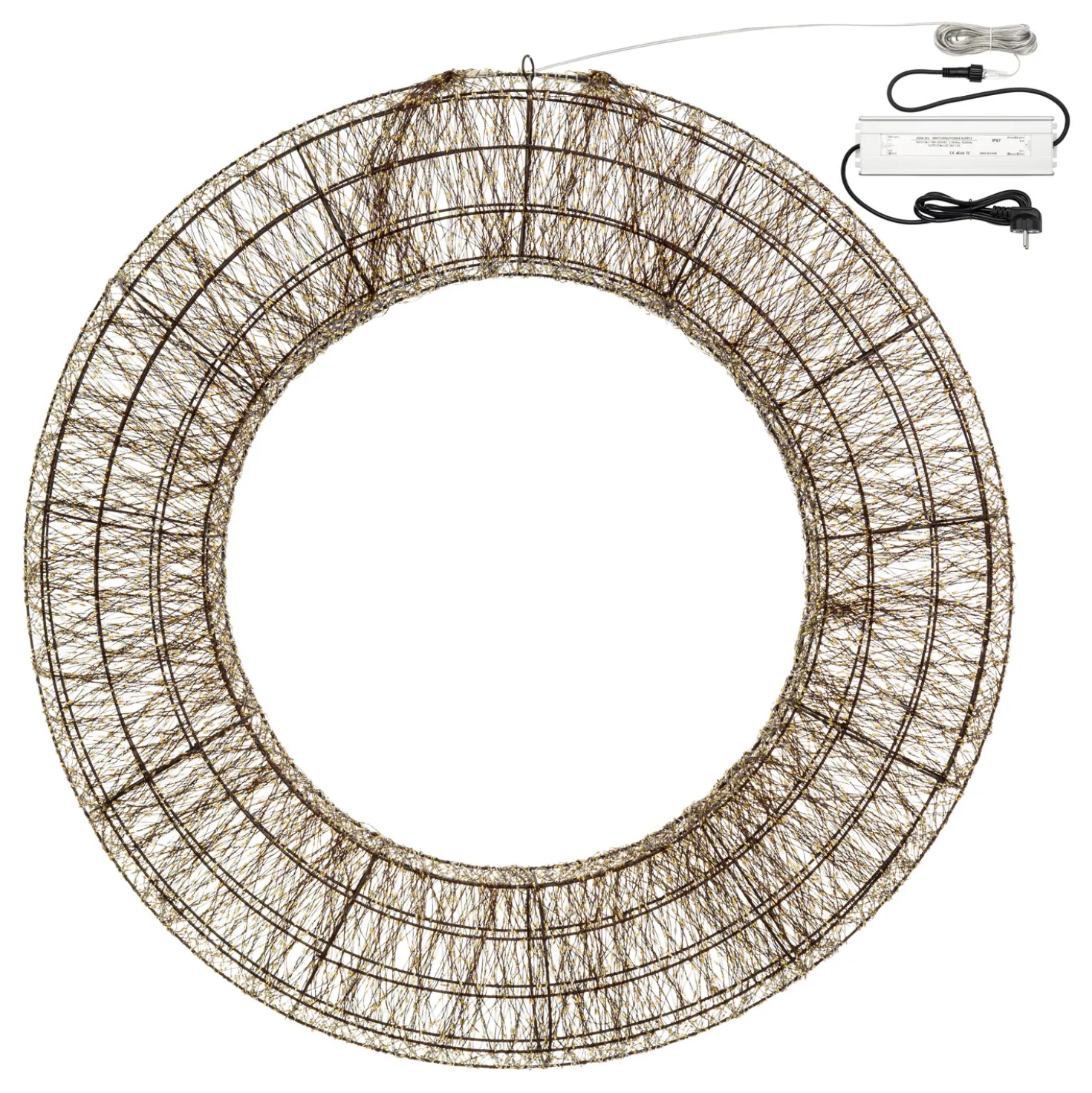 Corona 3D, Ø 110 cm, 15000 Micro led bianco caldo e bianco freddo, uso interno