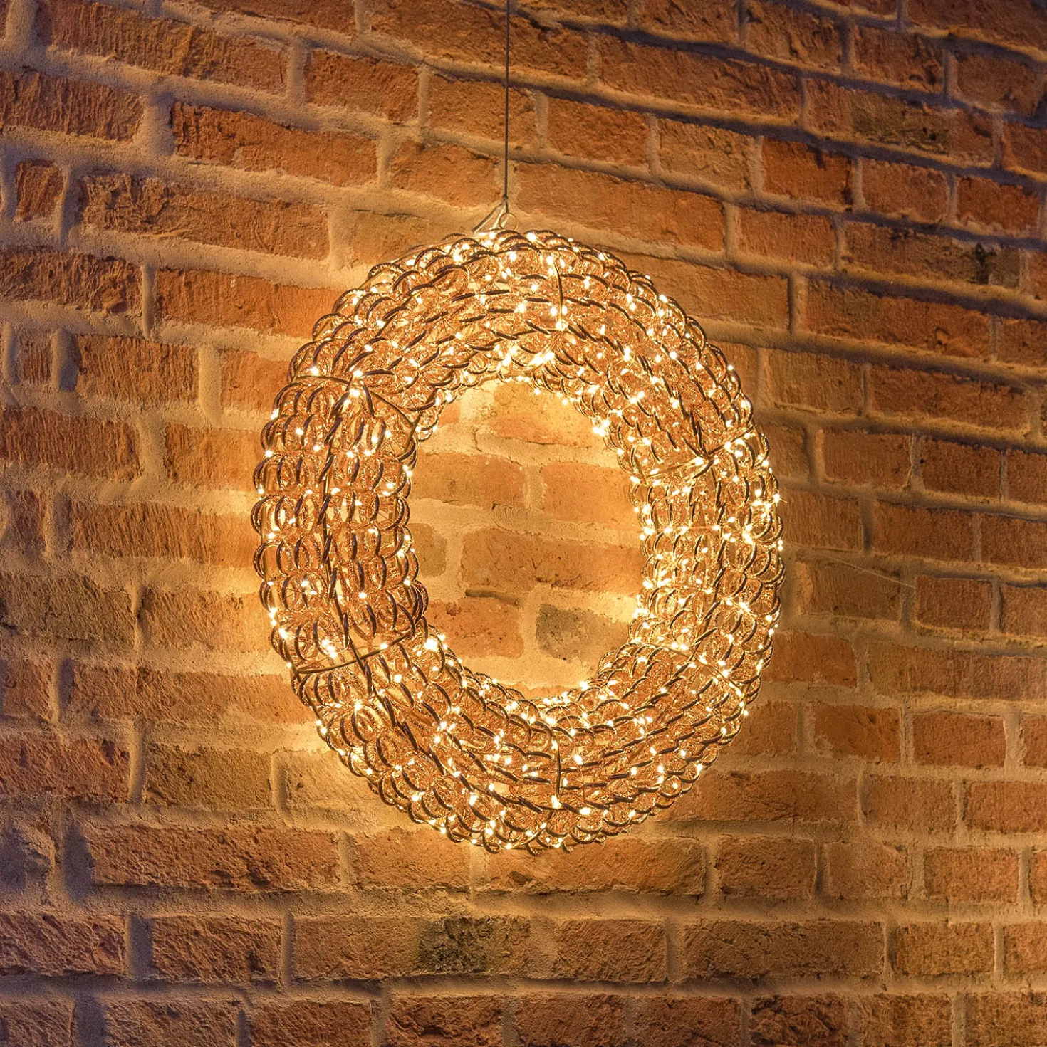 Corona 3D Rose Gold, filo a spirale, ∅60 cm, 720 microled bianco caldo