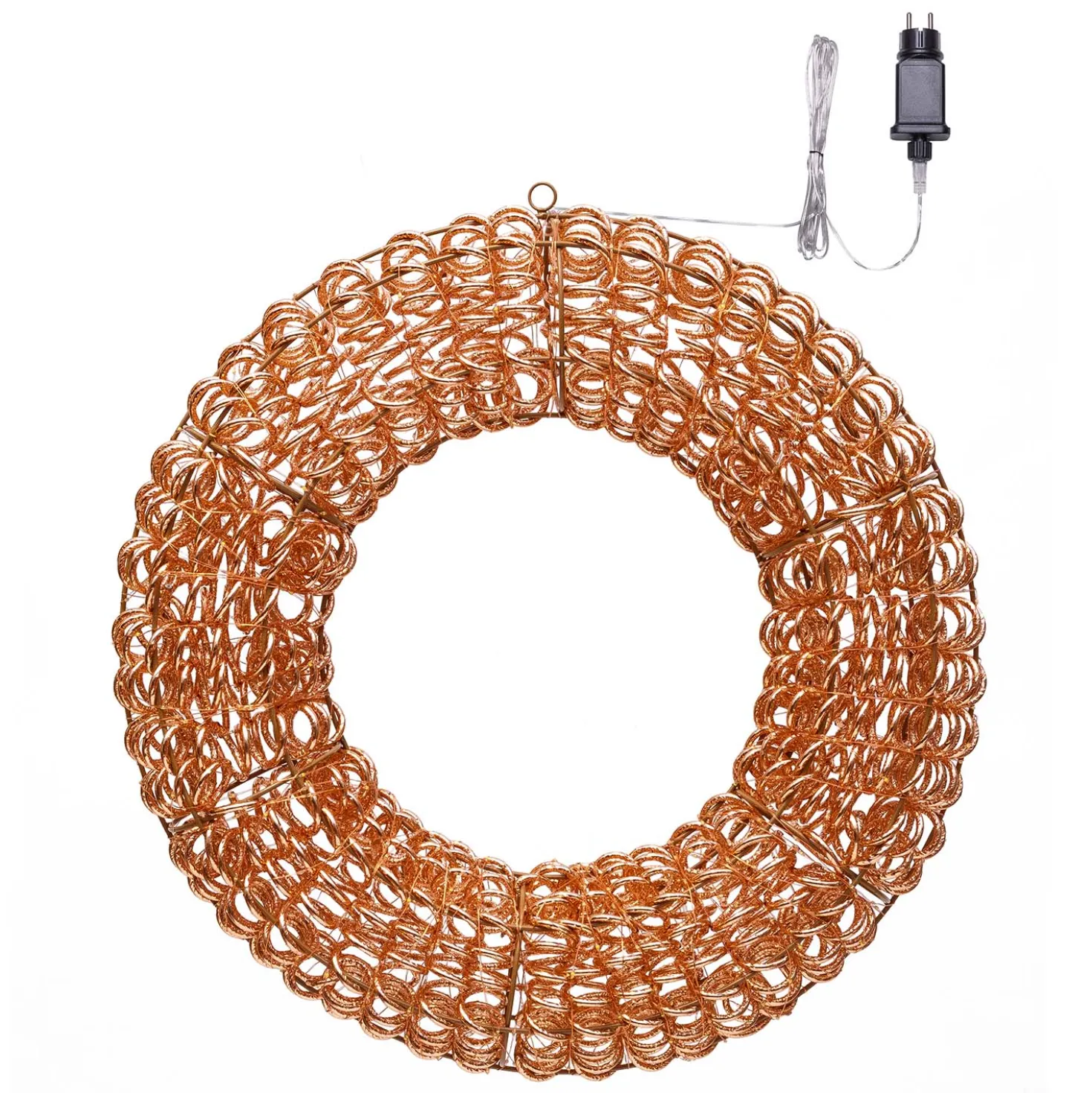 Corona 3D Rose Gold, filo a spirale, ∅60 cm, 720 microled bianco caldo