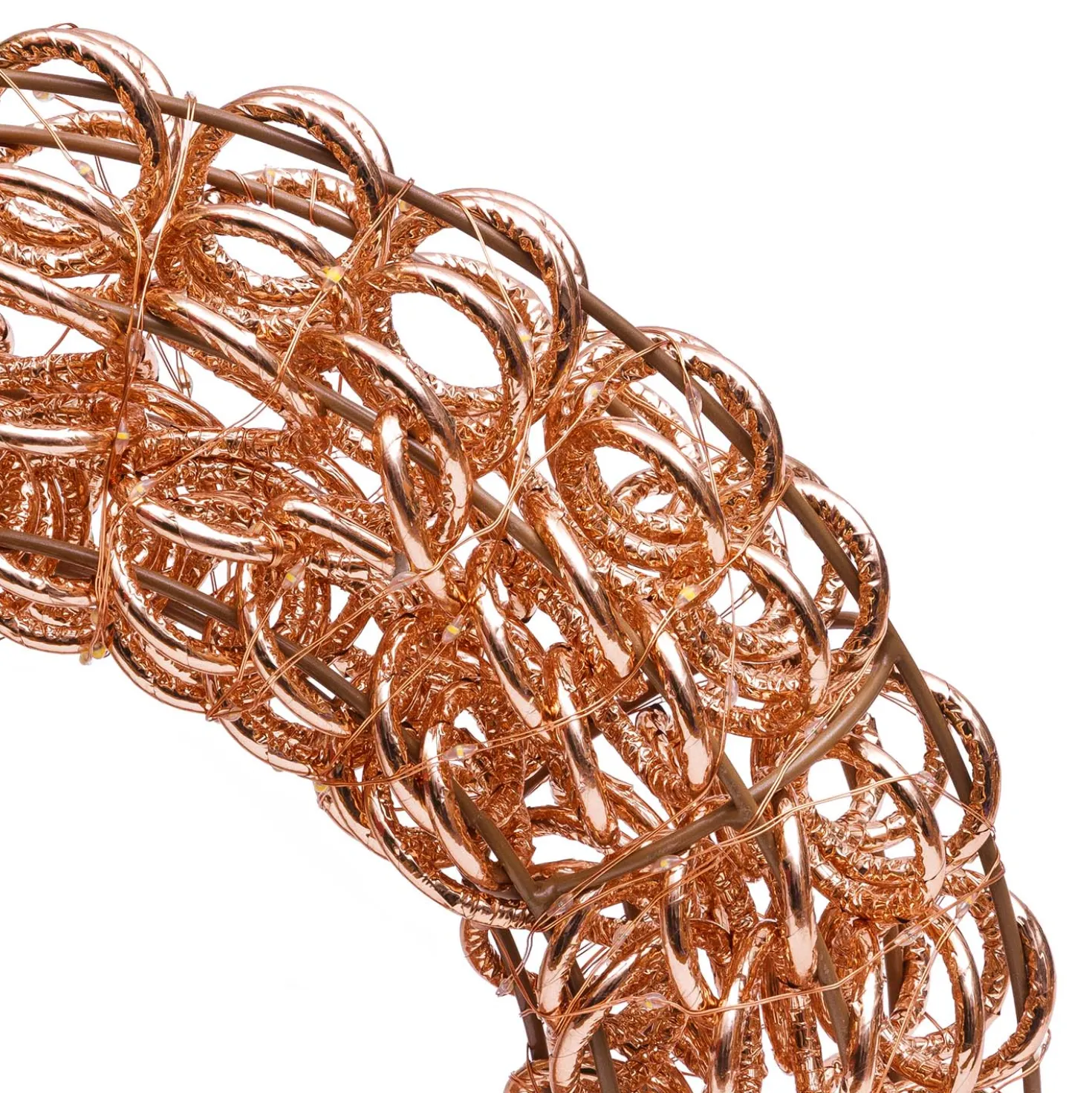 Corona 3D Rose Gold, filo a spirale, ∅40 cm, 400 microled bianco caldo
