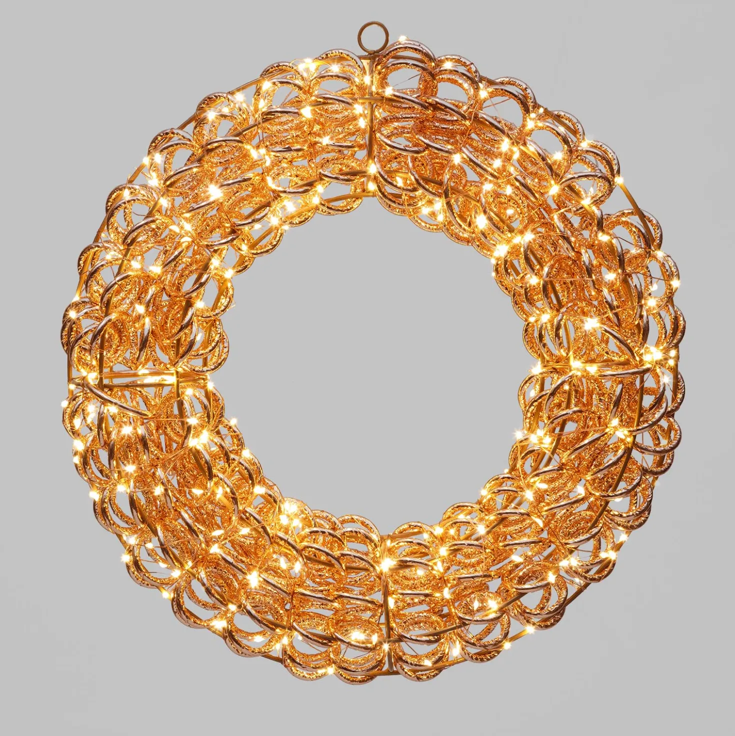 Corona 3D Rose Gold, filo a spirale, ∅40 cm, 400 microled bianco caldo