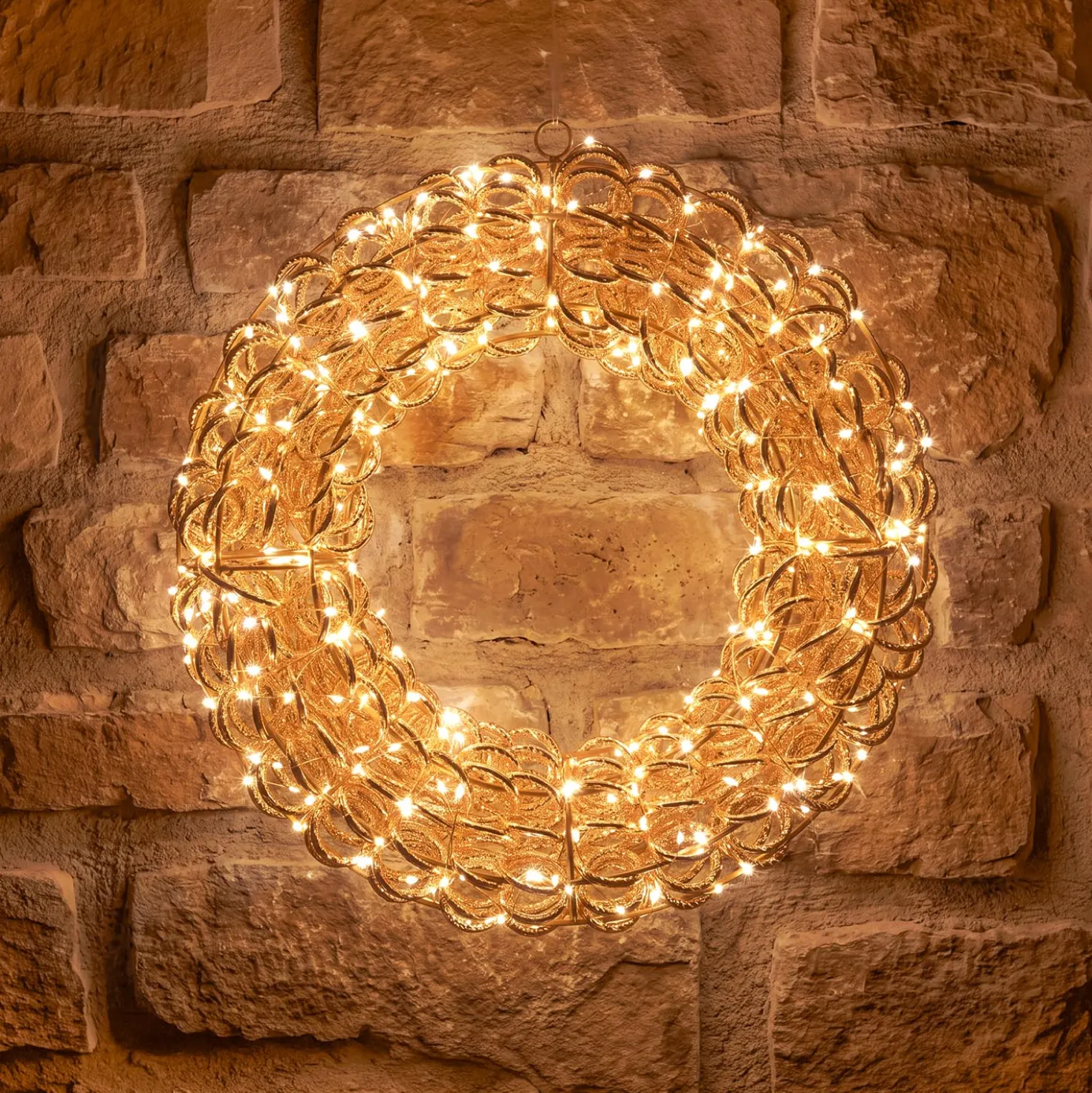 Corona 3D Rose Gold, filo a spirale, ∅40 cm, 400 microled bianco caldo