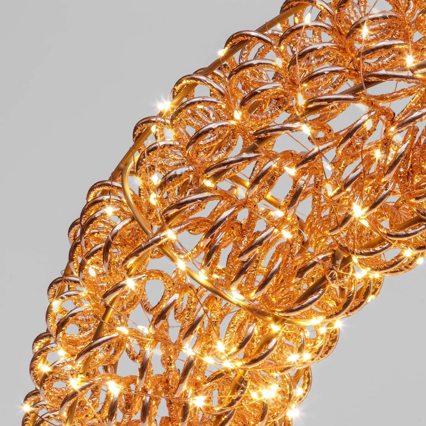 Corona 3D Rose Gold, filo a spirale, ∅70 cm, 960 microled bianco caldo