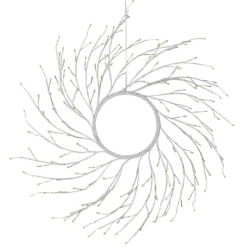 Corona Ramo Tiglio bianco Ø 45 cm, 160 microled bianco caldo, uso interno