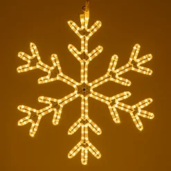Cristallo di neve in tubo luminoso, 68 x 68 cm, 253 led bianco caldo