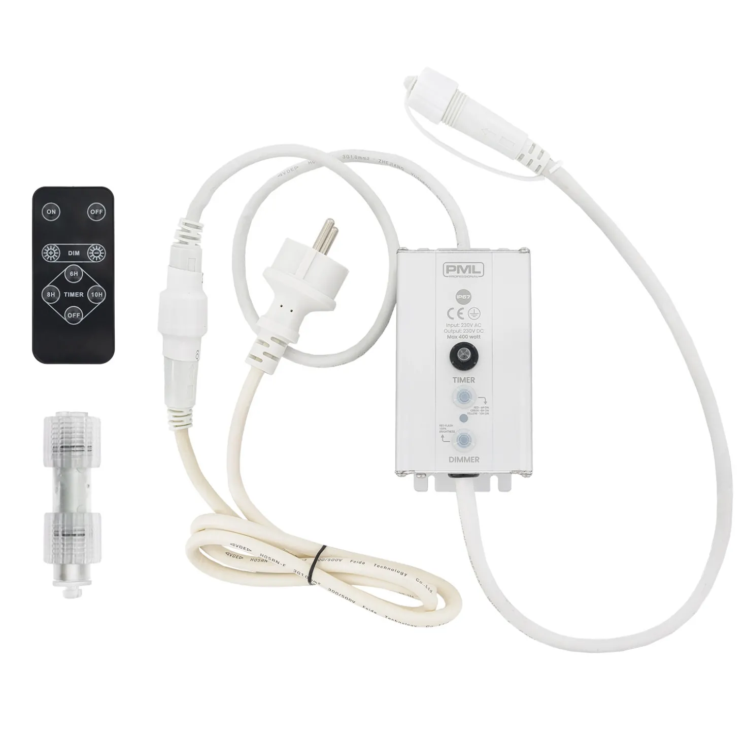 Dimmer e timer per decorazioni VINTAGE LED PRO, max 400 watt, cavo bianco