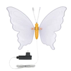 Farfalla in tubo ultraluminoso, 60 cm, 312 led bianco caldo, con movimento ali
