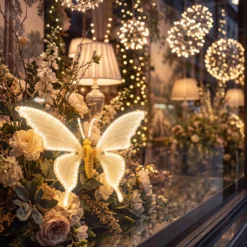 Farfalla in tubo ultraluminoso, 32 cm, 156 led bianco caldo