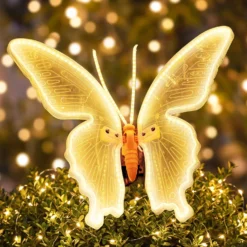 Farfalla in tubo ultraluminoso, 40 cm, 244 led bianco caldo, con movimento ali