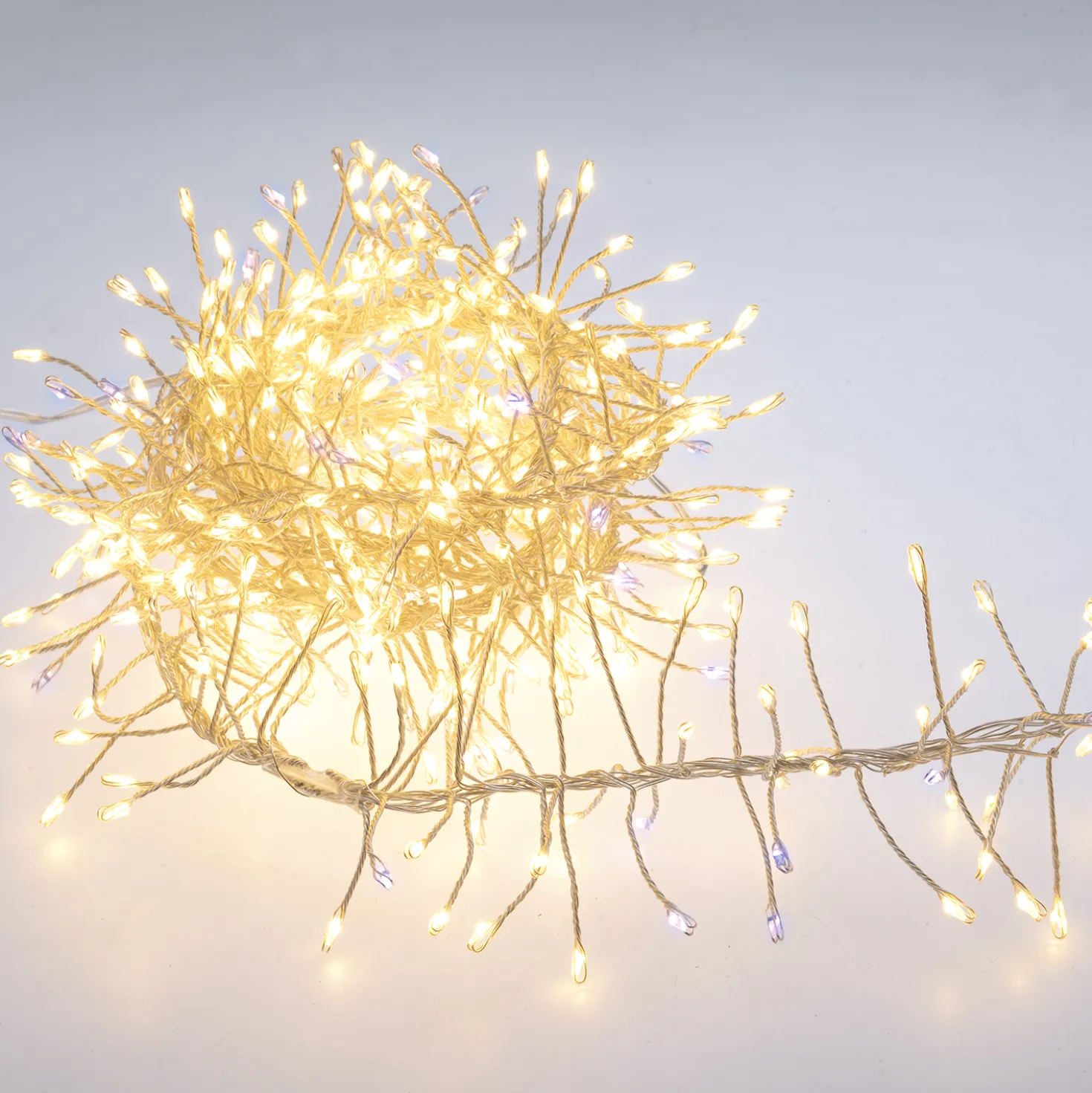 Festone di Luce argento 2,5 m, 600 microled bianco caldo e bianco freddo