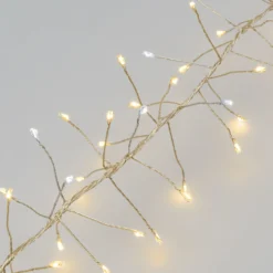 Festone di Luce argento 10 m, 800 microled bianco caldo e bianco freddo