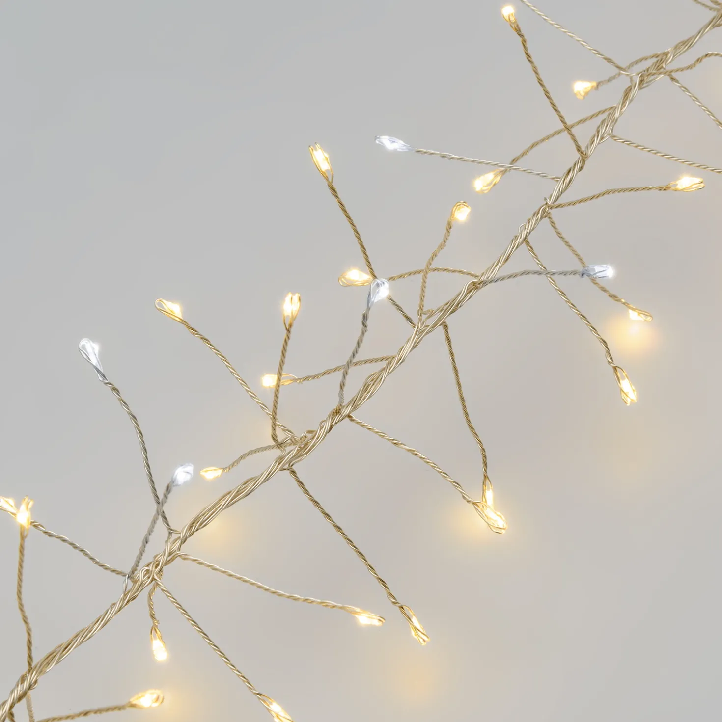 Festone di Luce argento 10 m, 800 microled bianco caldo e bianco freddo