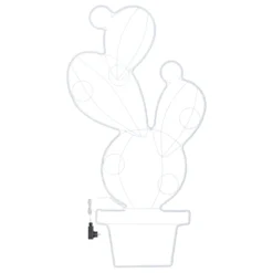 Fico d'India con vaso in tubo led effetto neon, 156 cm