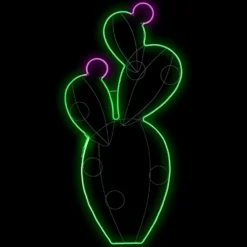 Fico d'India in tubo led effetto neon, 158 cm